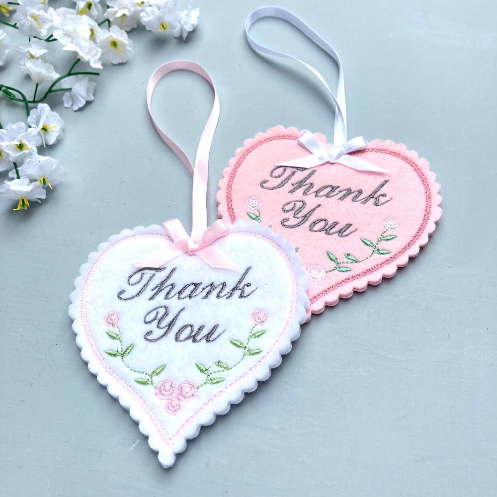Thank You Embroidered Felt Heart