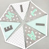 Personalised Mint Green & Grey Bunting