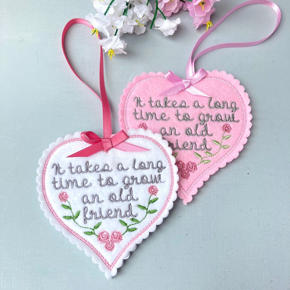 Friendship Embroidered Felt Heart