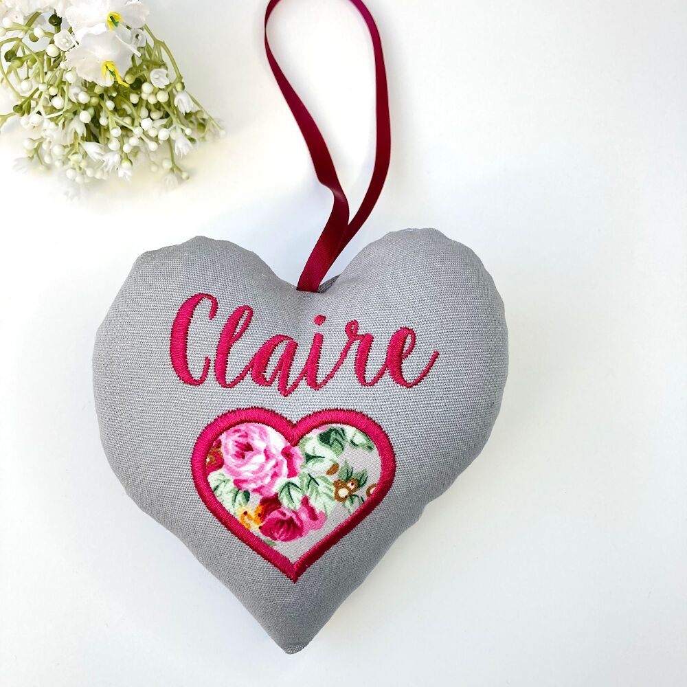 Personalised Fabric Heart with applique heart