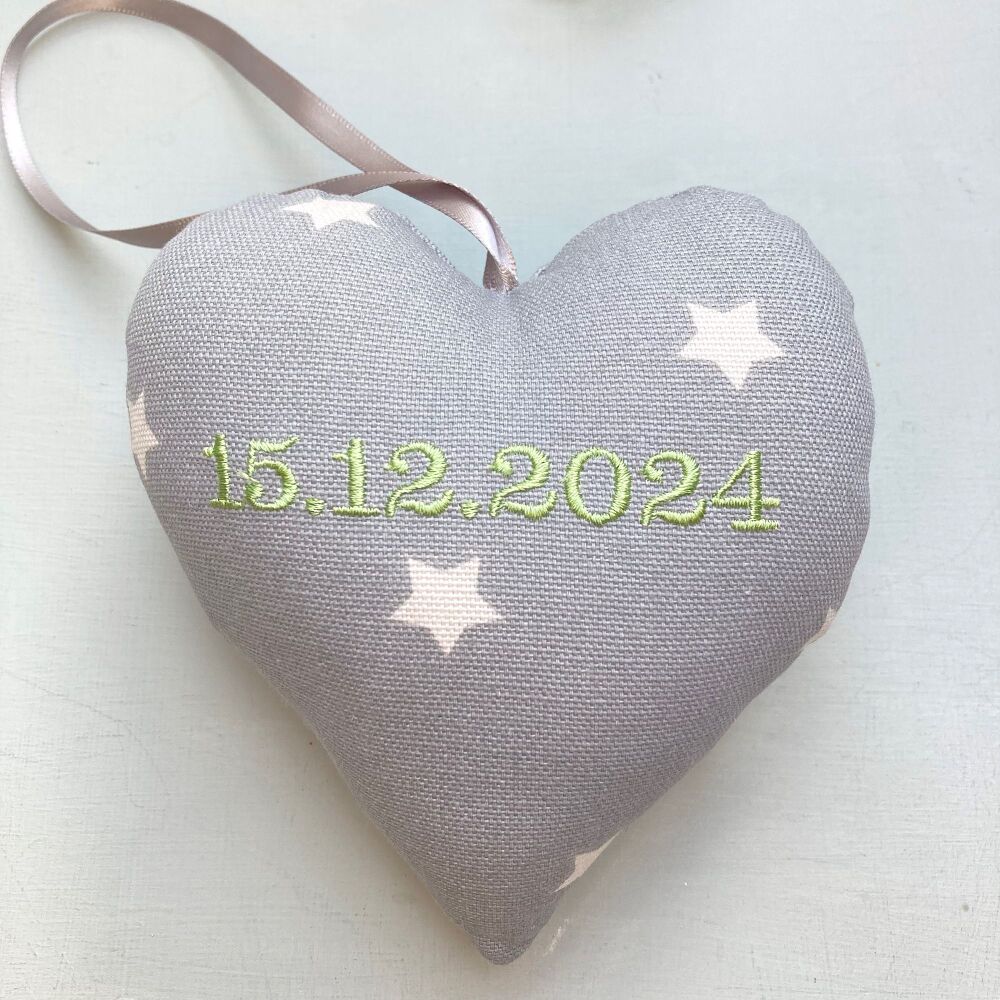 Personalised Grey & Green Star Heart