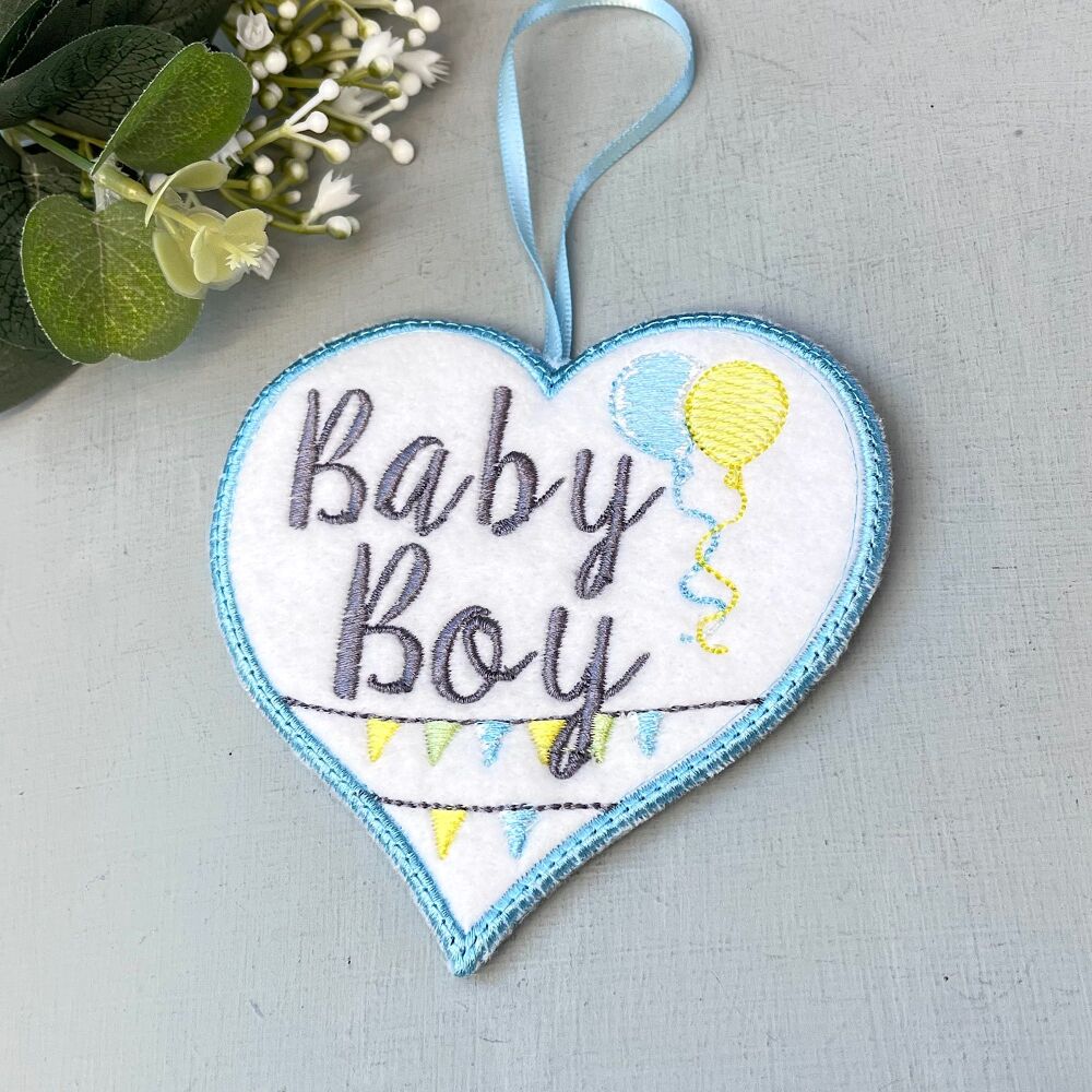 Baby Boy Embroidered Felt Heart