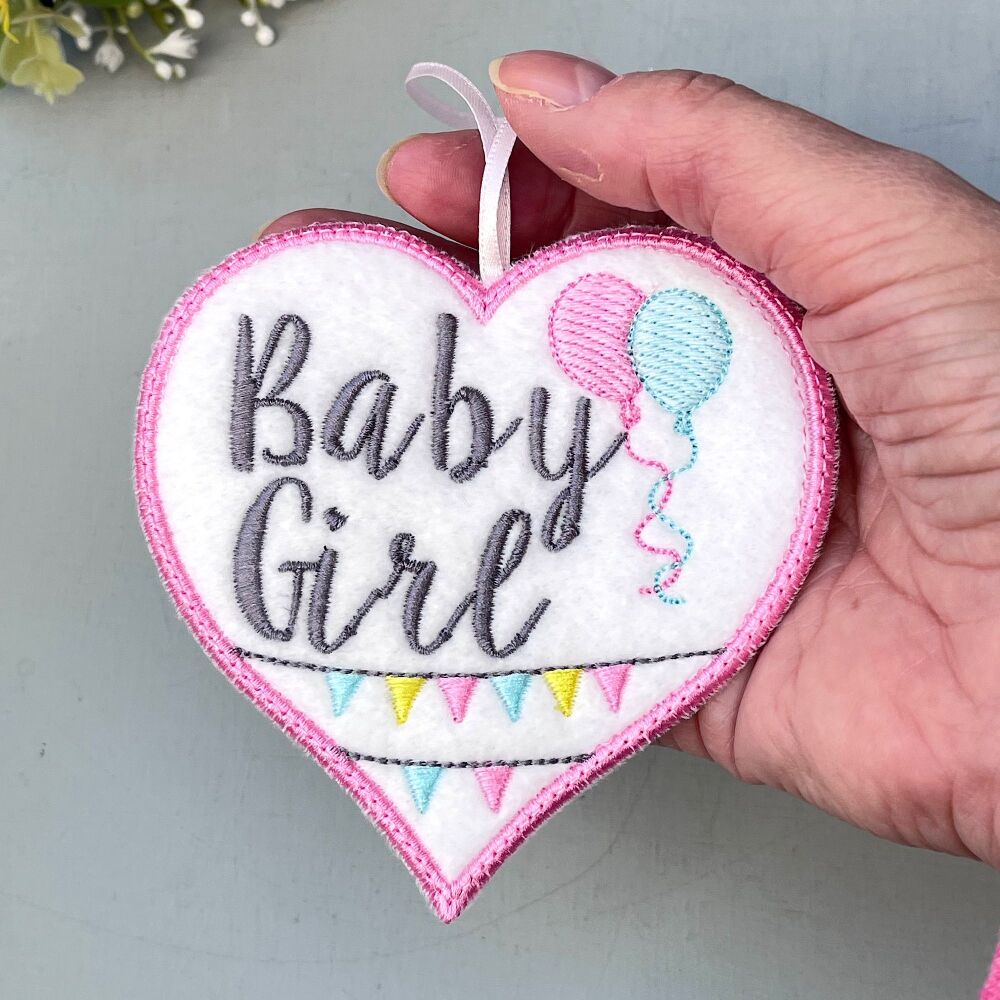 Baby Girl Embroidered Felt Heart