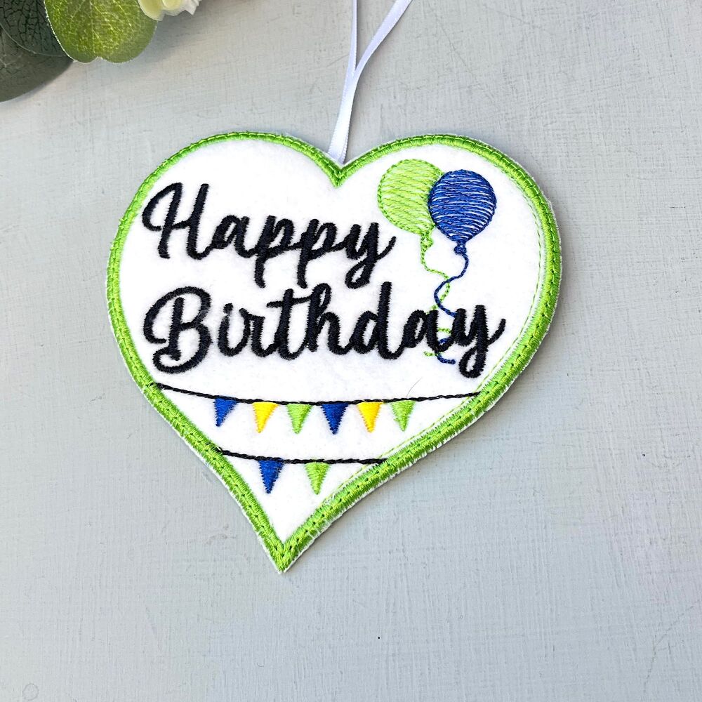 Happy Birthday Embroidered Felt Heart