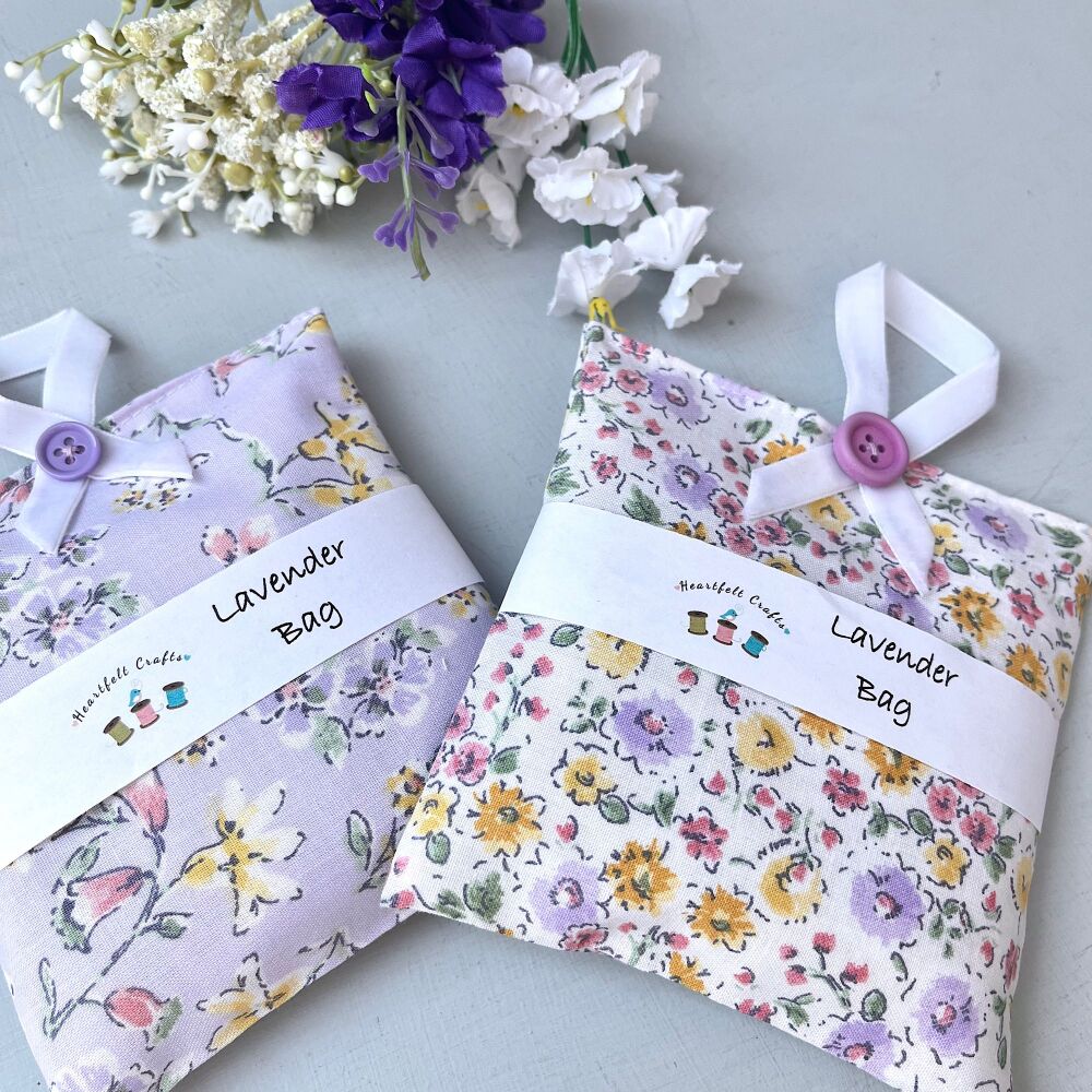 Pair of pretty floral fabric lavender bags