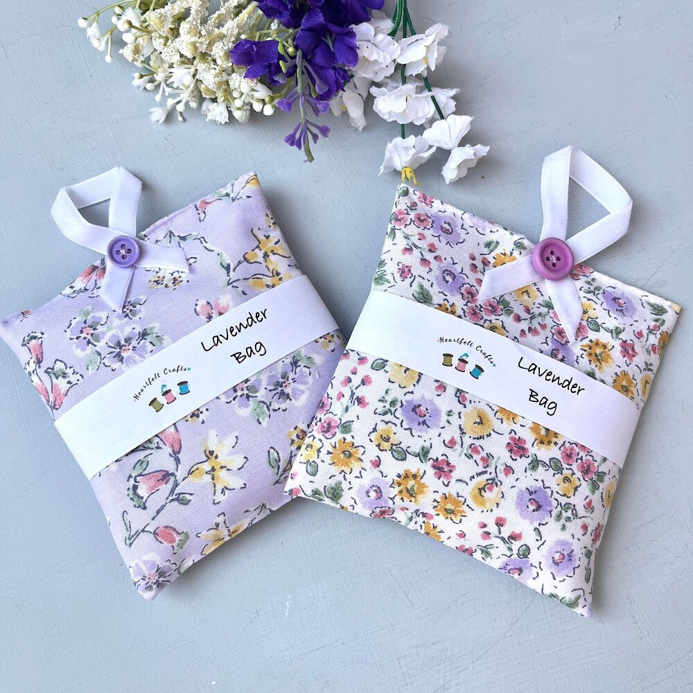 Pair of pretty floral fabric lavender bags