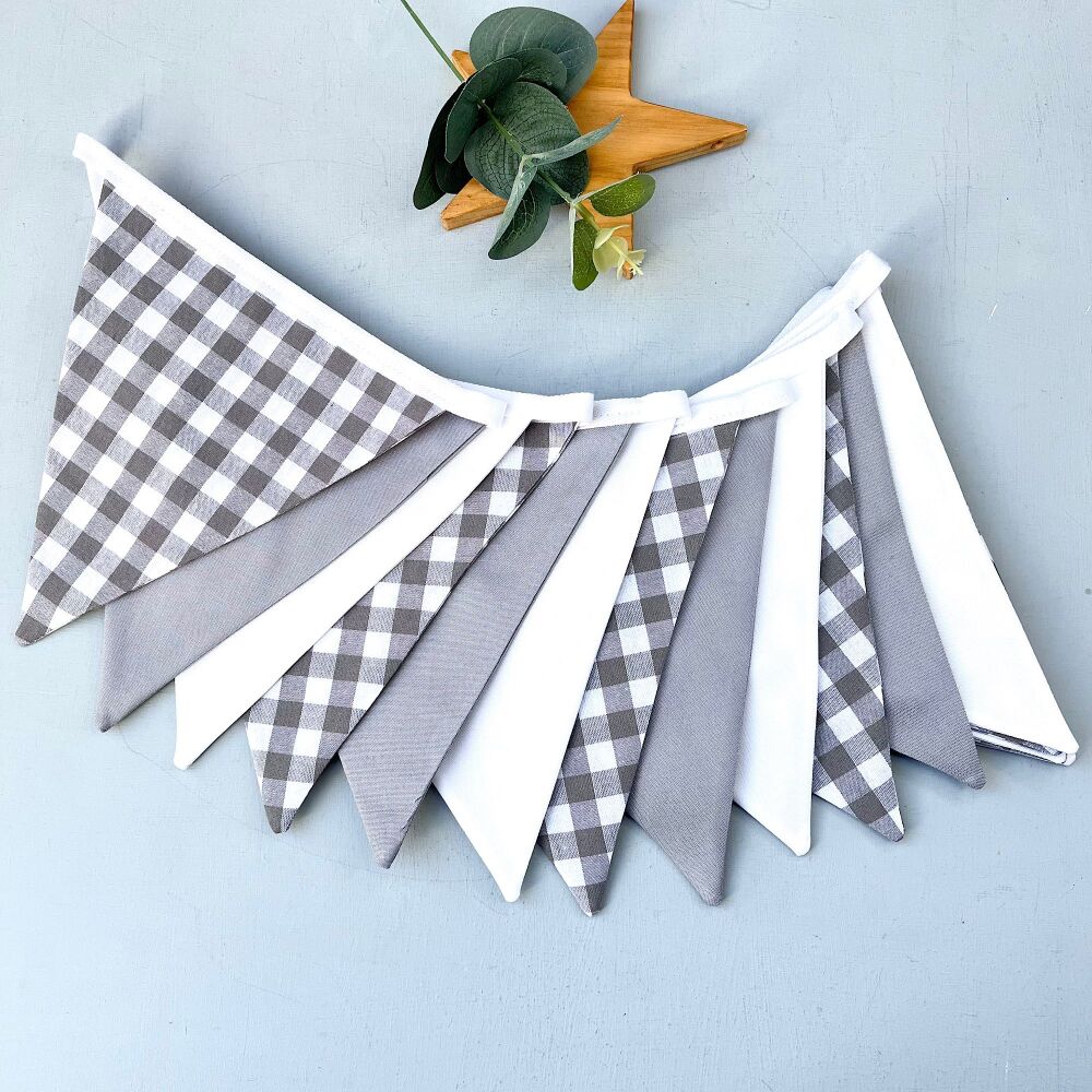 Grey Gingham Bunting