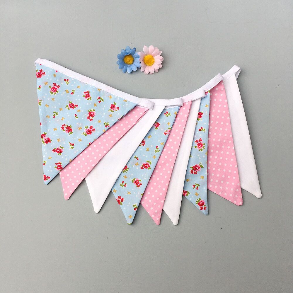 Blue & Pink Floral Bunting