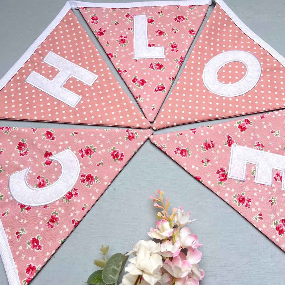 Pink Floral Personalised Bunting