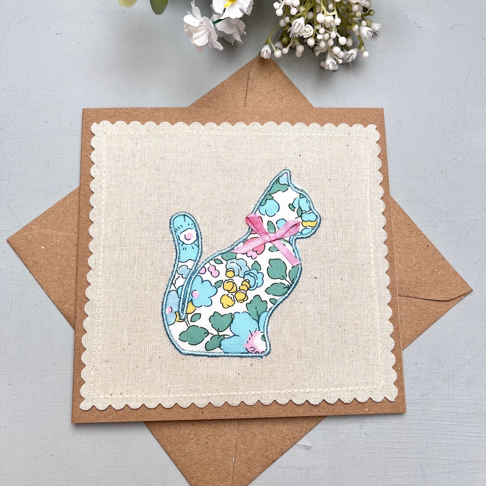Floral Cat Greetings Card