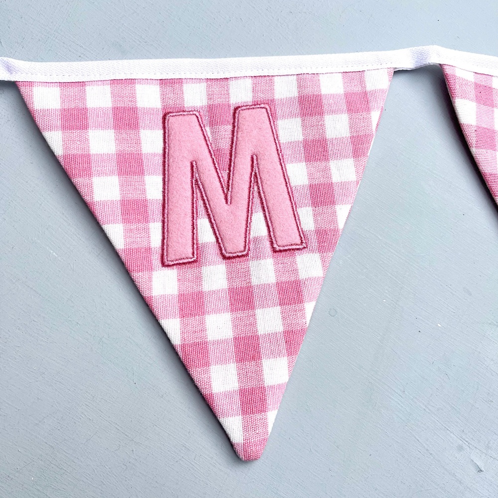 Pink Gingham Personalised Bunting