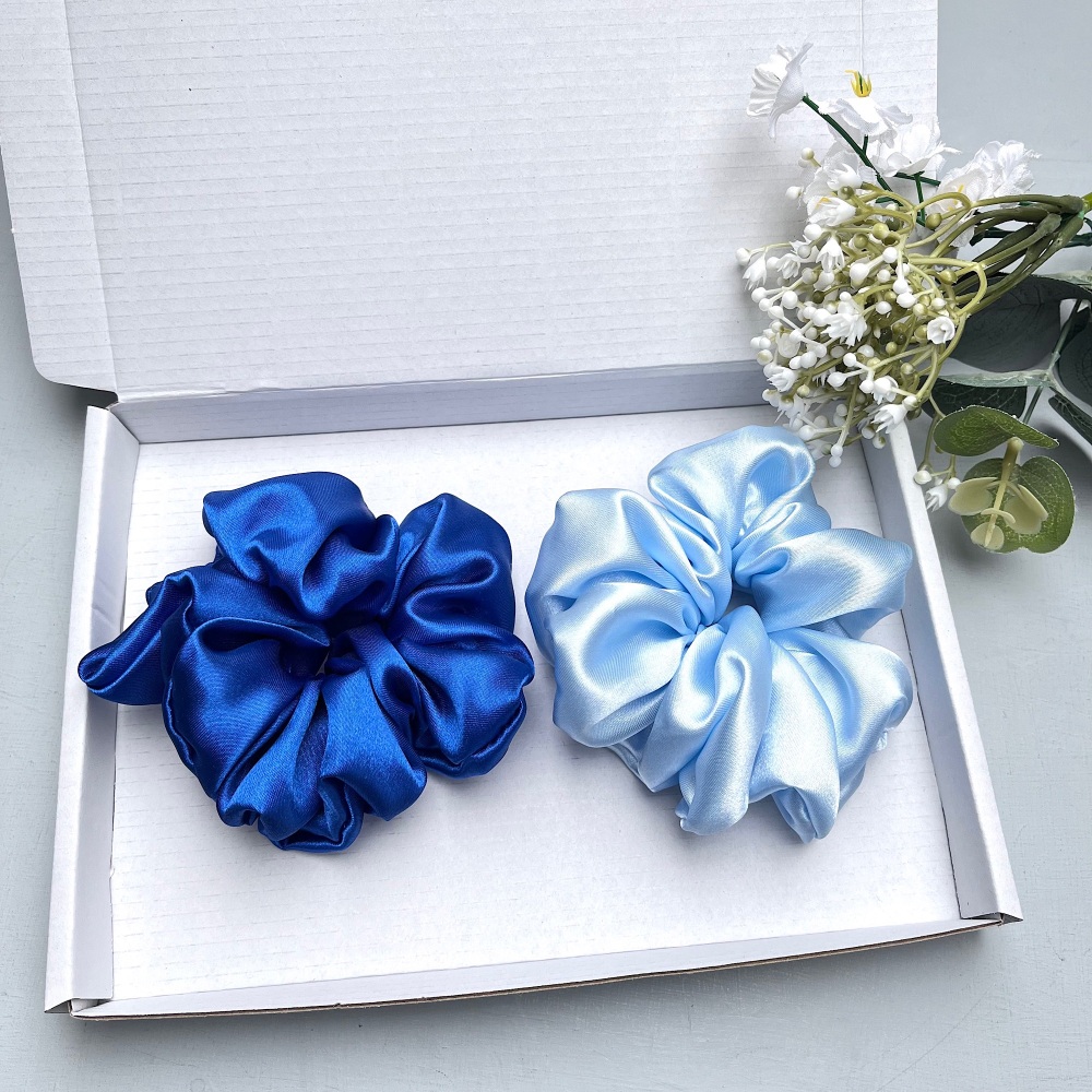 Pair of Blue Scrunchies
