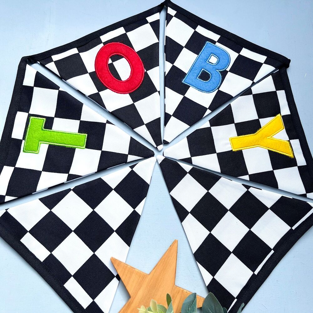 Personalised Checkered Flag Bunting