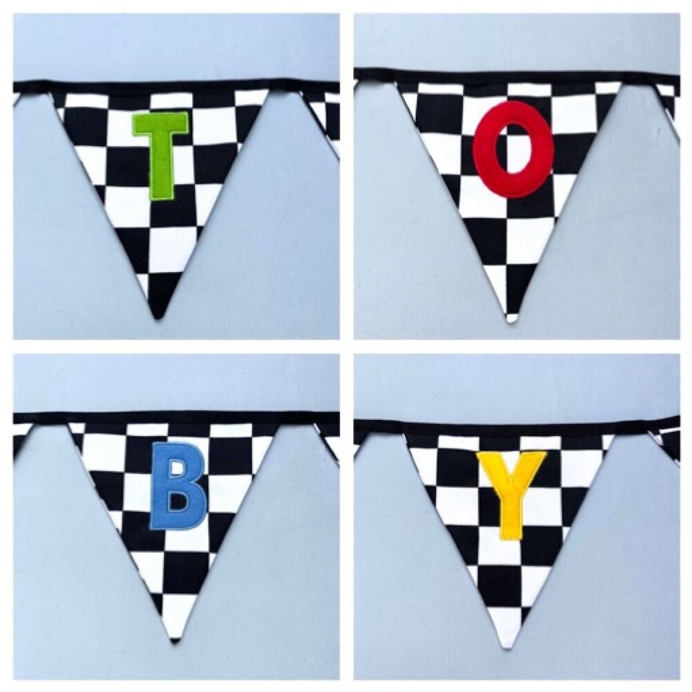 Personalised Checkered Flag Bunting
