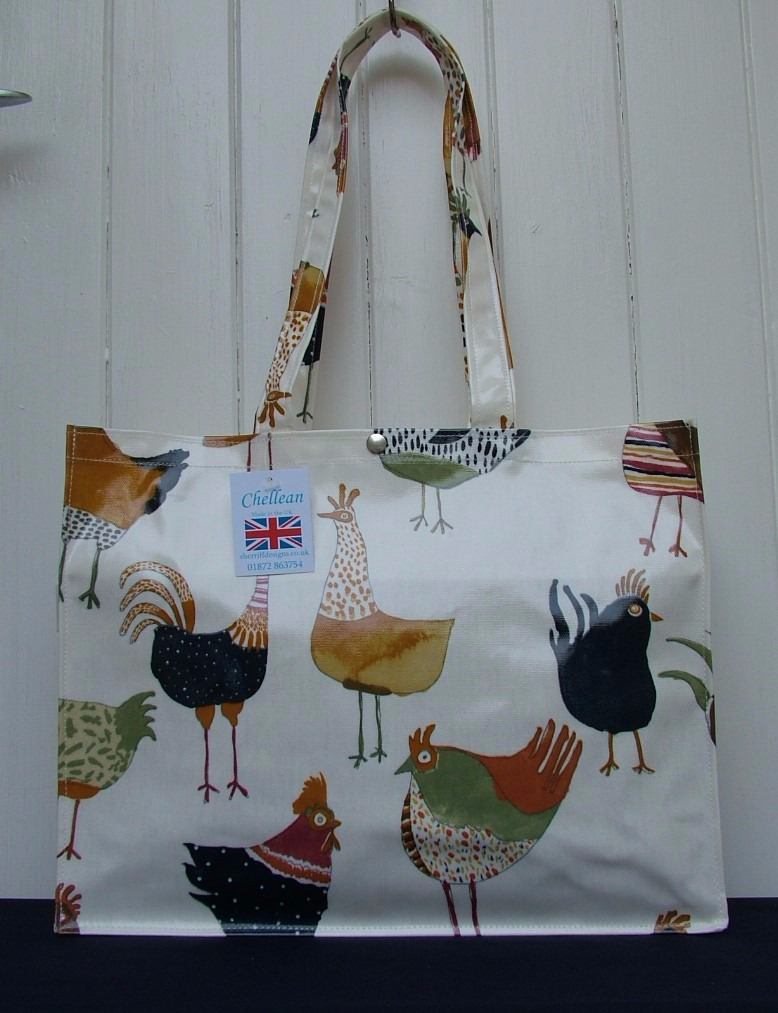 Hens Long Handle Oilcloth Gusset Bag