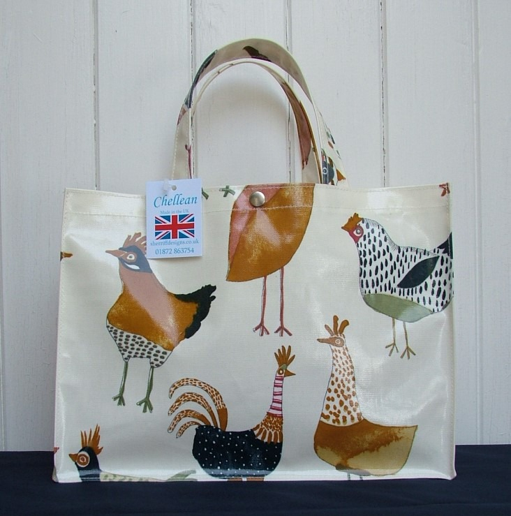 Hens Short Handle Oilcloth Box Bag