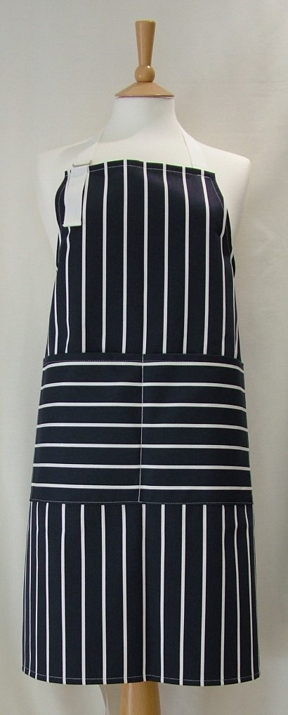 Navy and White Butcher's Stripe Adult Apron