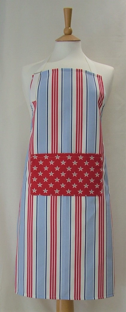 Red, White and Blue Stars and Stripes Adult Cotton Apron