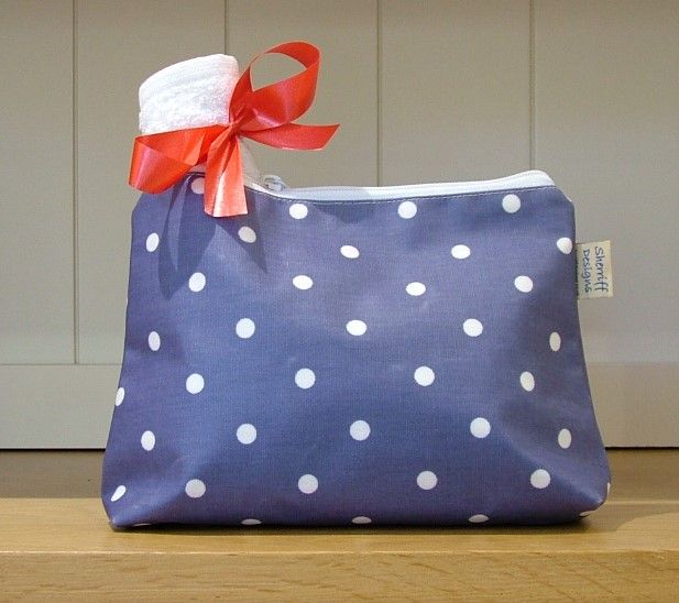 Blue and White Dotty Oilcloth Wash Bag