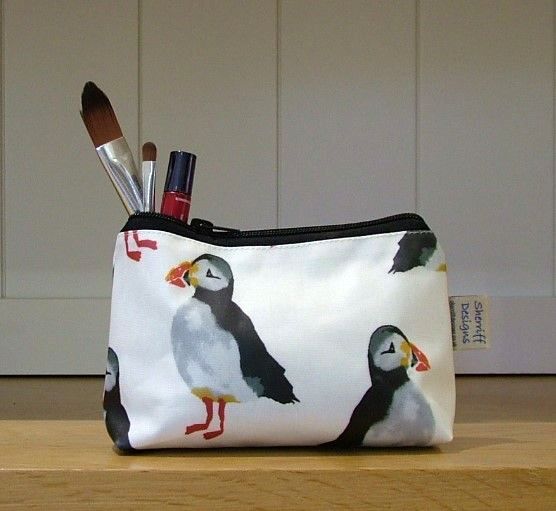 Puffins Oilcloth Make-up Purse