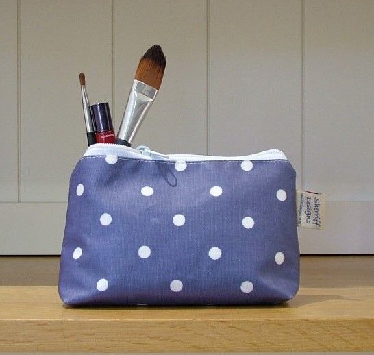 Blue and White Dotty Oilcloth Make-up Purse