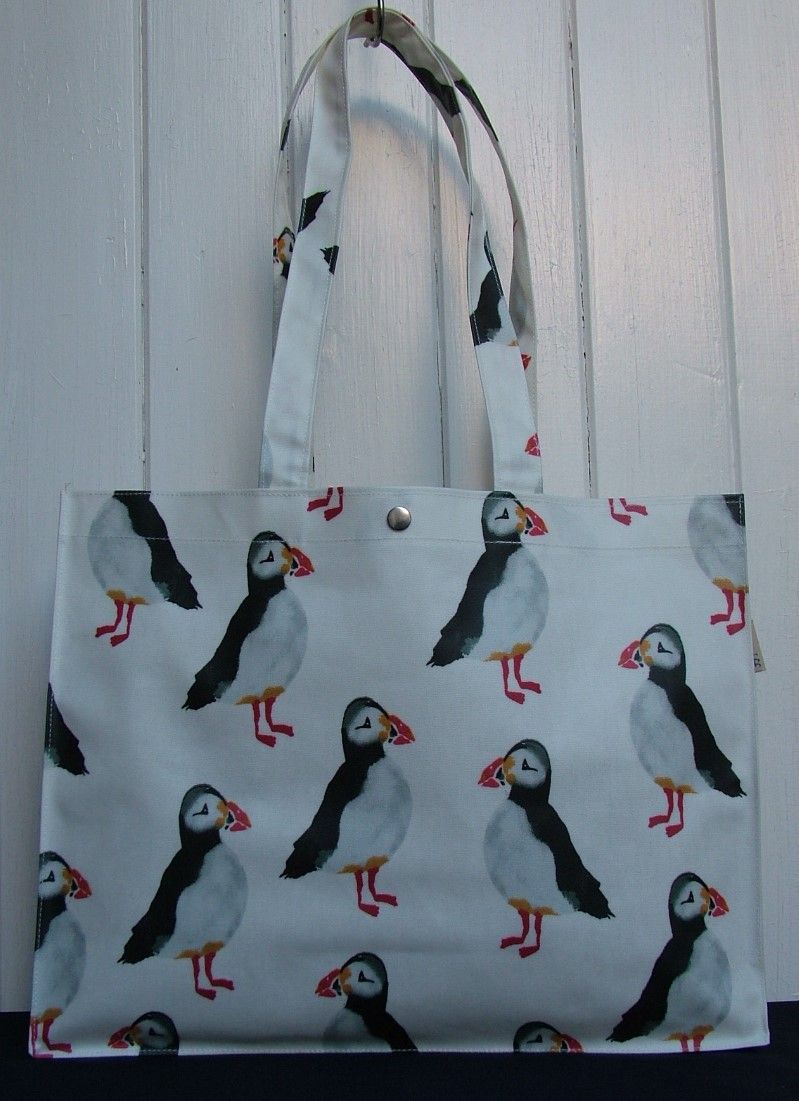 Puffin Long Handle Oilcloth Gusset Bag