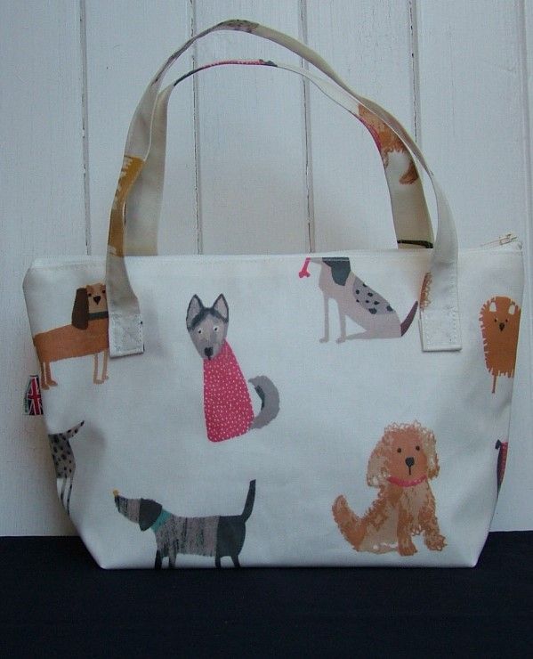 Dogs Small Zipped Oilcloth Bag