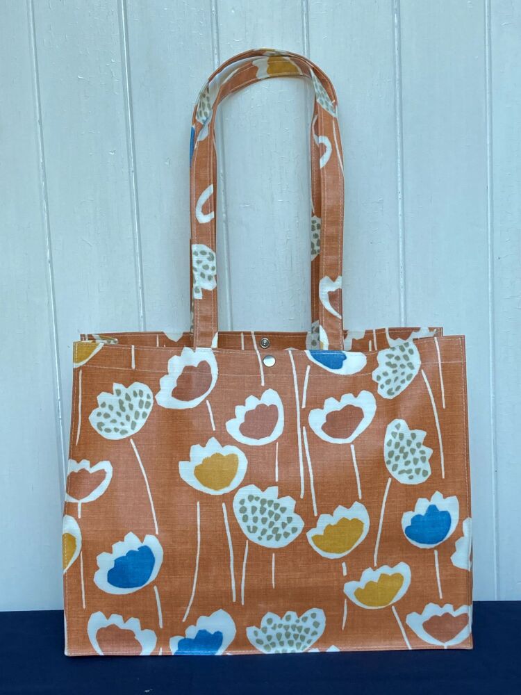 Poppy Field Long Handle Oilcloth Gusset Bag