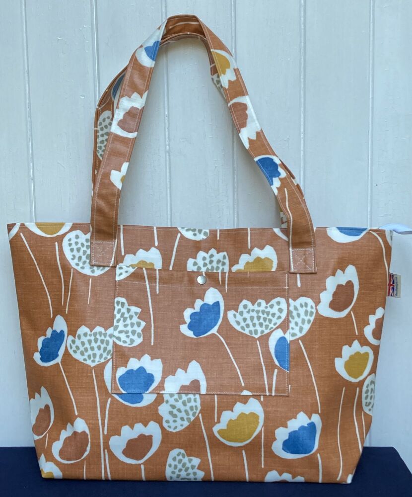 Poppy Field Large Oilcloth Zipped Bag