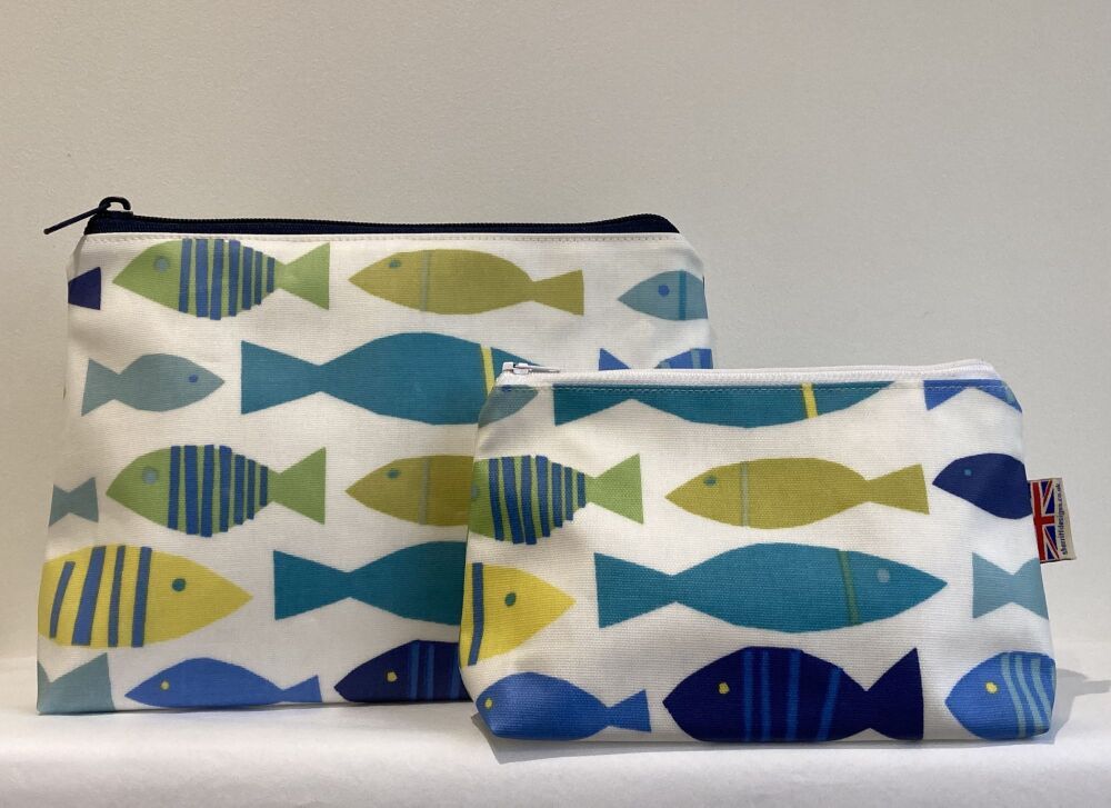 Fishes Oilcloth Wash Bag/Make-up Bag