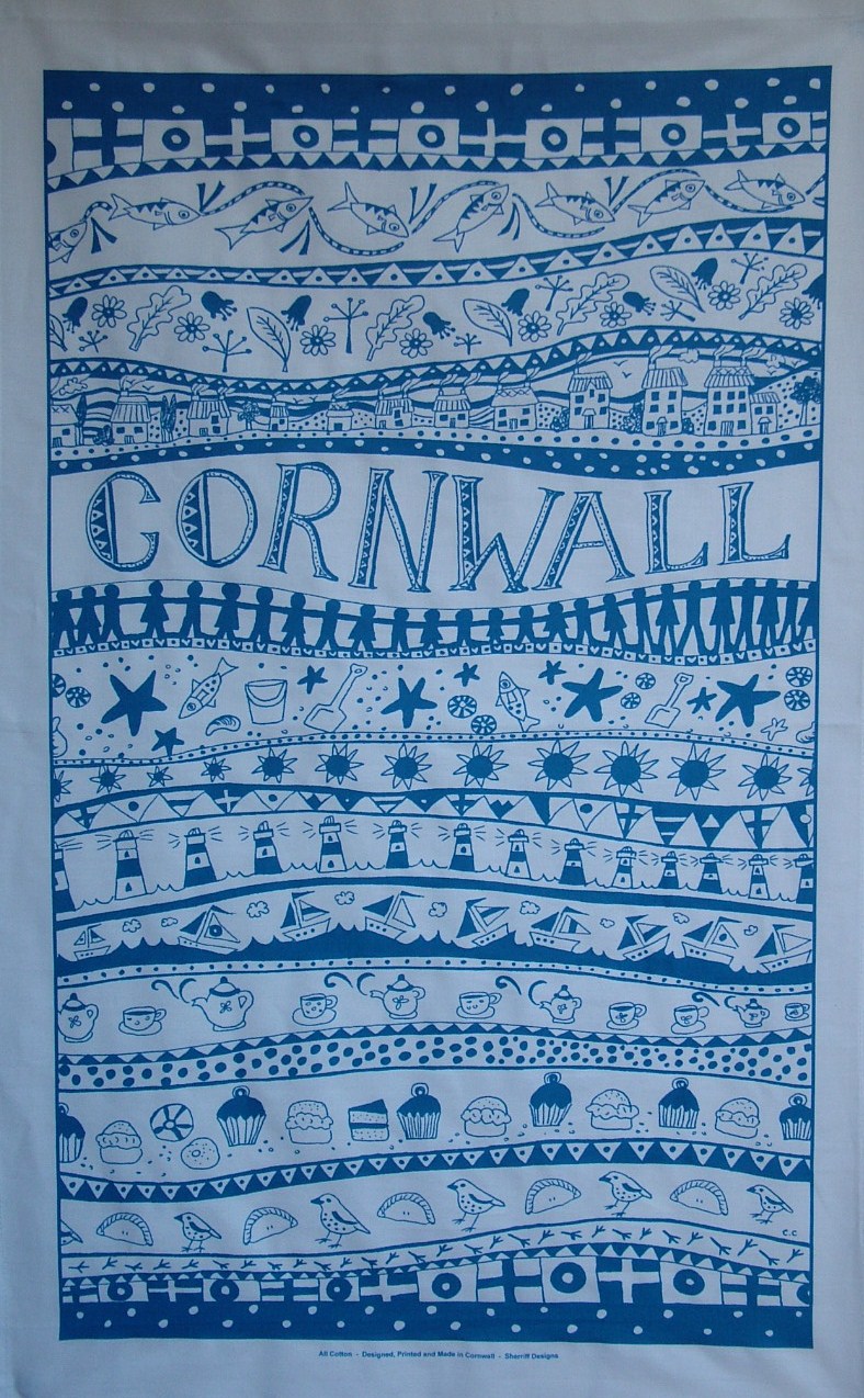 Cornwall Tea Towel - Blue
