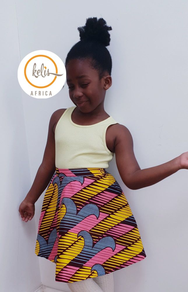 Girls African Print Skirt  / Candy
