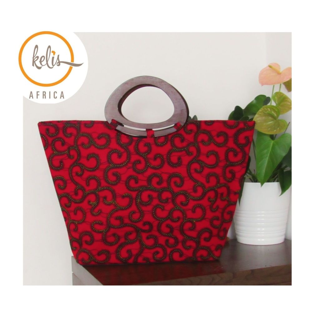 Ankara Tote Bag/  Red Roni