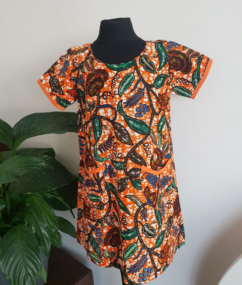 Girls African Print Dress /Vines