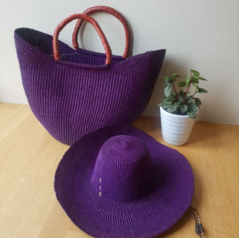 Straw Bag and Hat Set