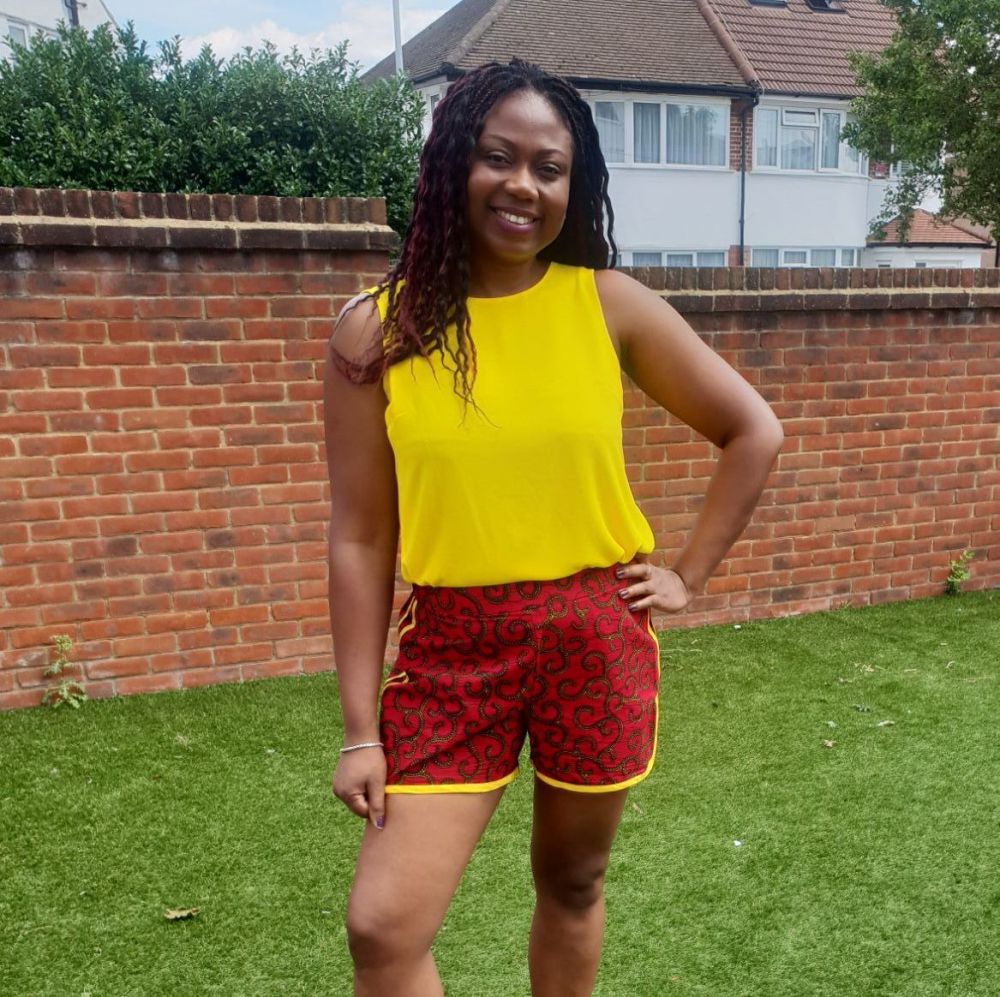 Ladies Africa Print Shorts / Red Roni 