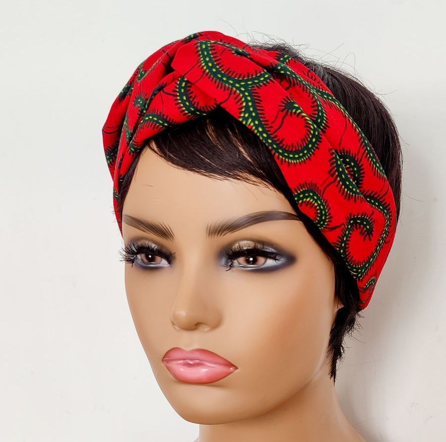 African Print Twisted Head bands/  Red Roni