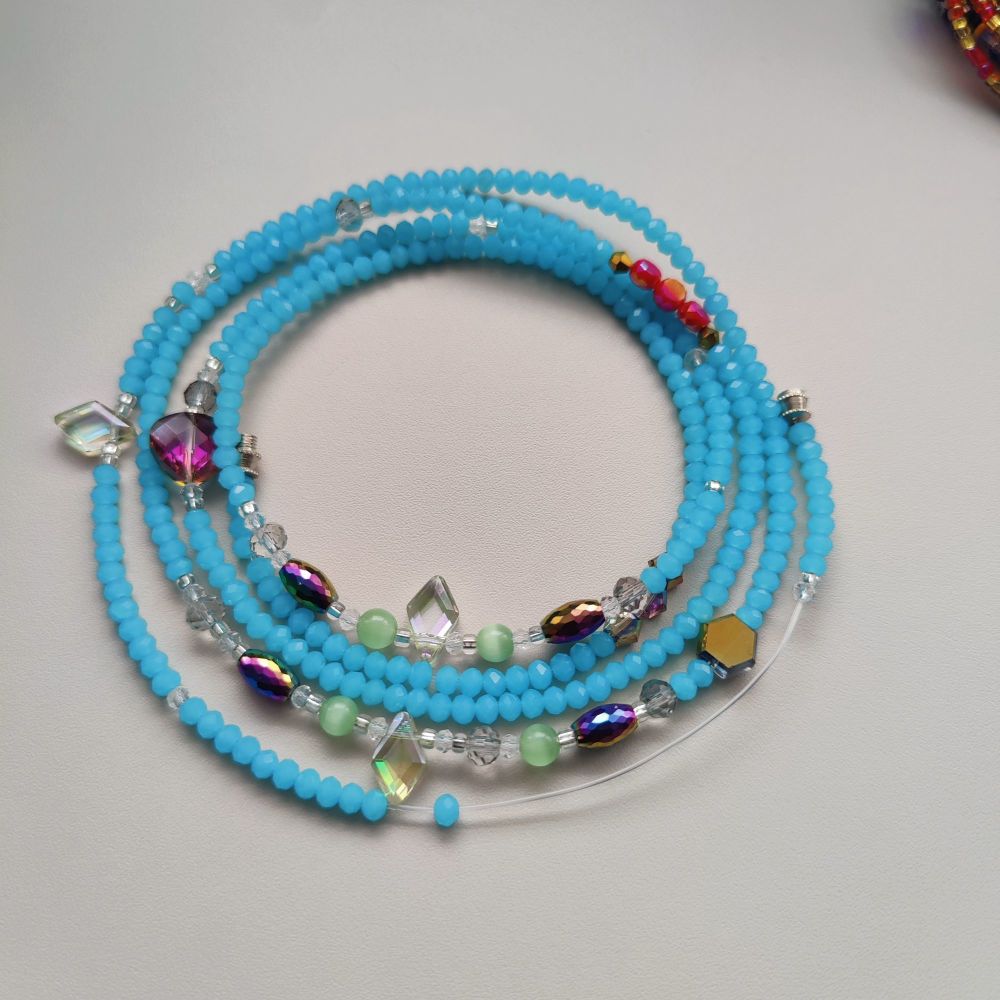 Made to Measure  Waist beads / Crystal/ Seablue 