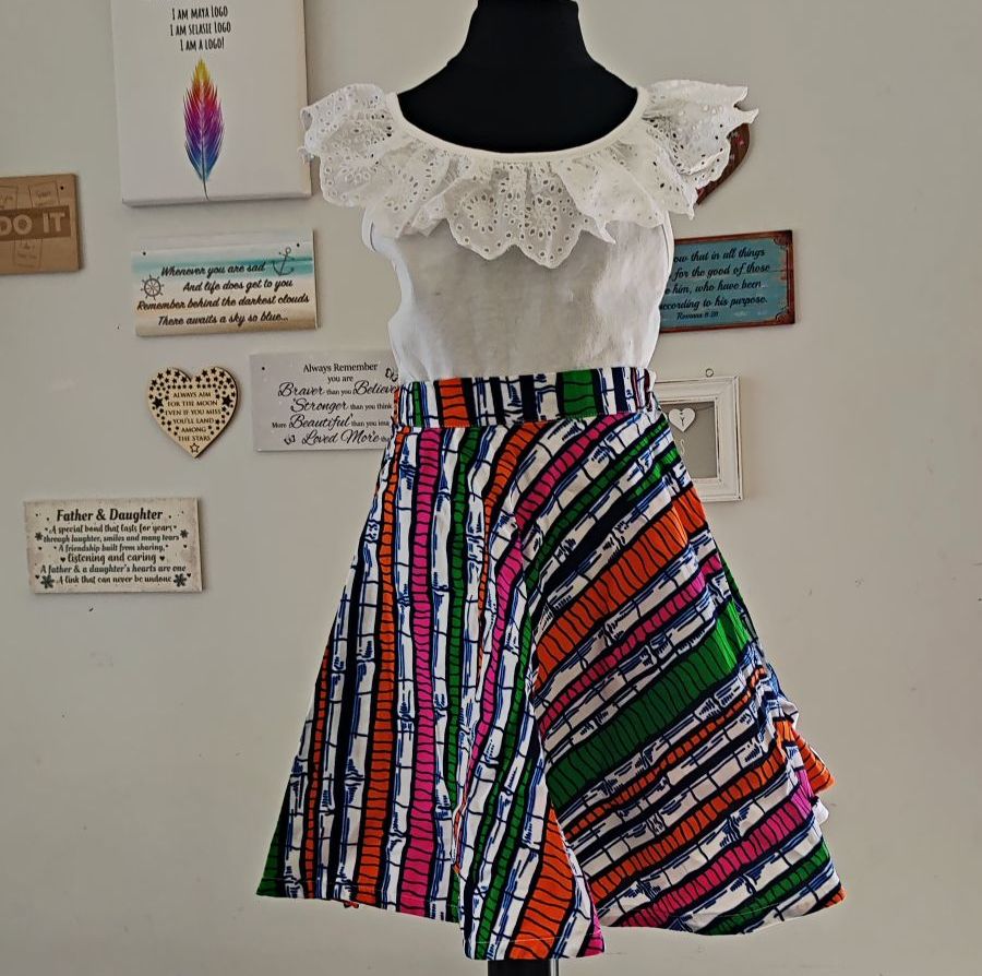 Girls African Print Skirt  / Bamboo