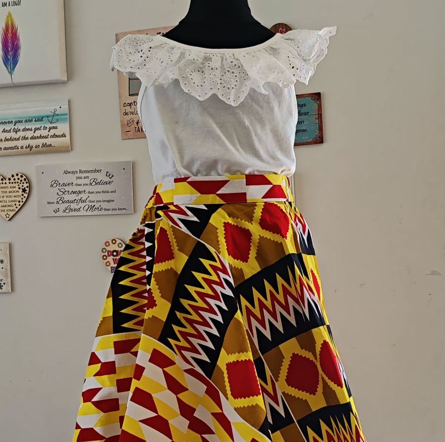 Girls African Print Skirt  / Yellow  Kente