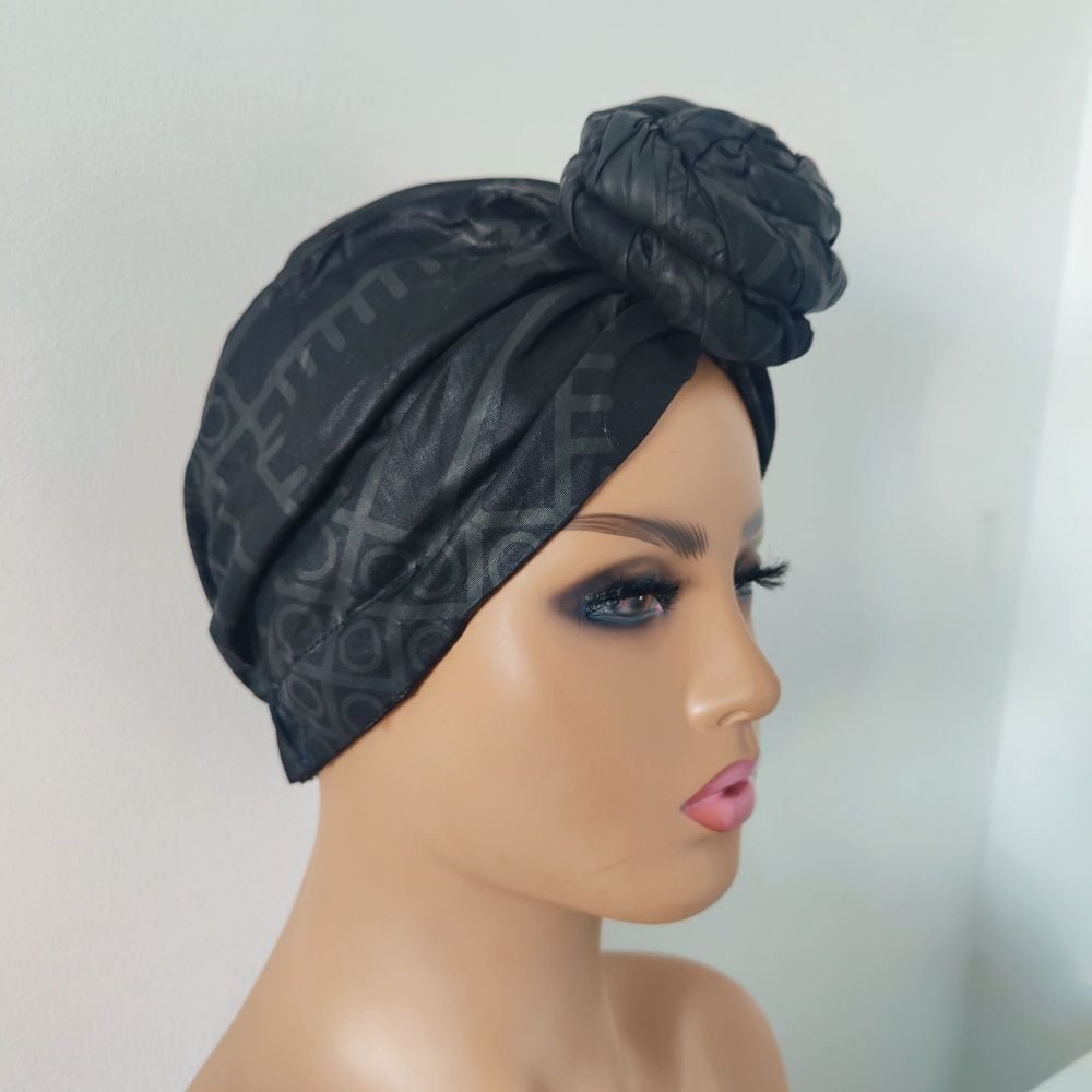 Satin lined Pre-tied Turban, Natural Hair Covering, protective styling, gif