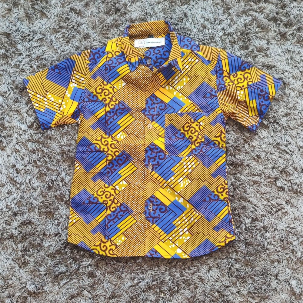 African Print Shirt/Gold