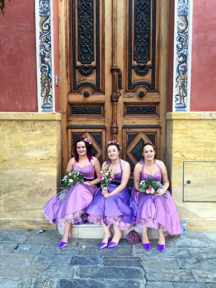 Silk bridesmaids 1950s tea length dresses handmade