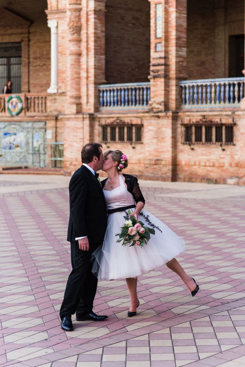 Spanish wedding 1950s bespoke tea length tulle dress