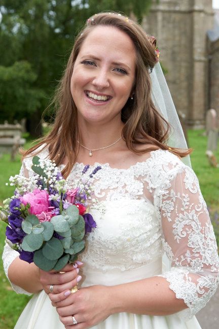 Bespoke tea length lace silk wedding dress