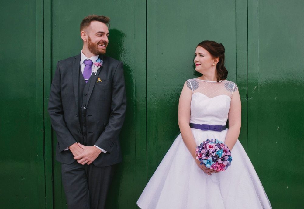 Dotty bespoke tea length wedding dress