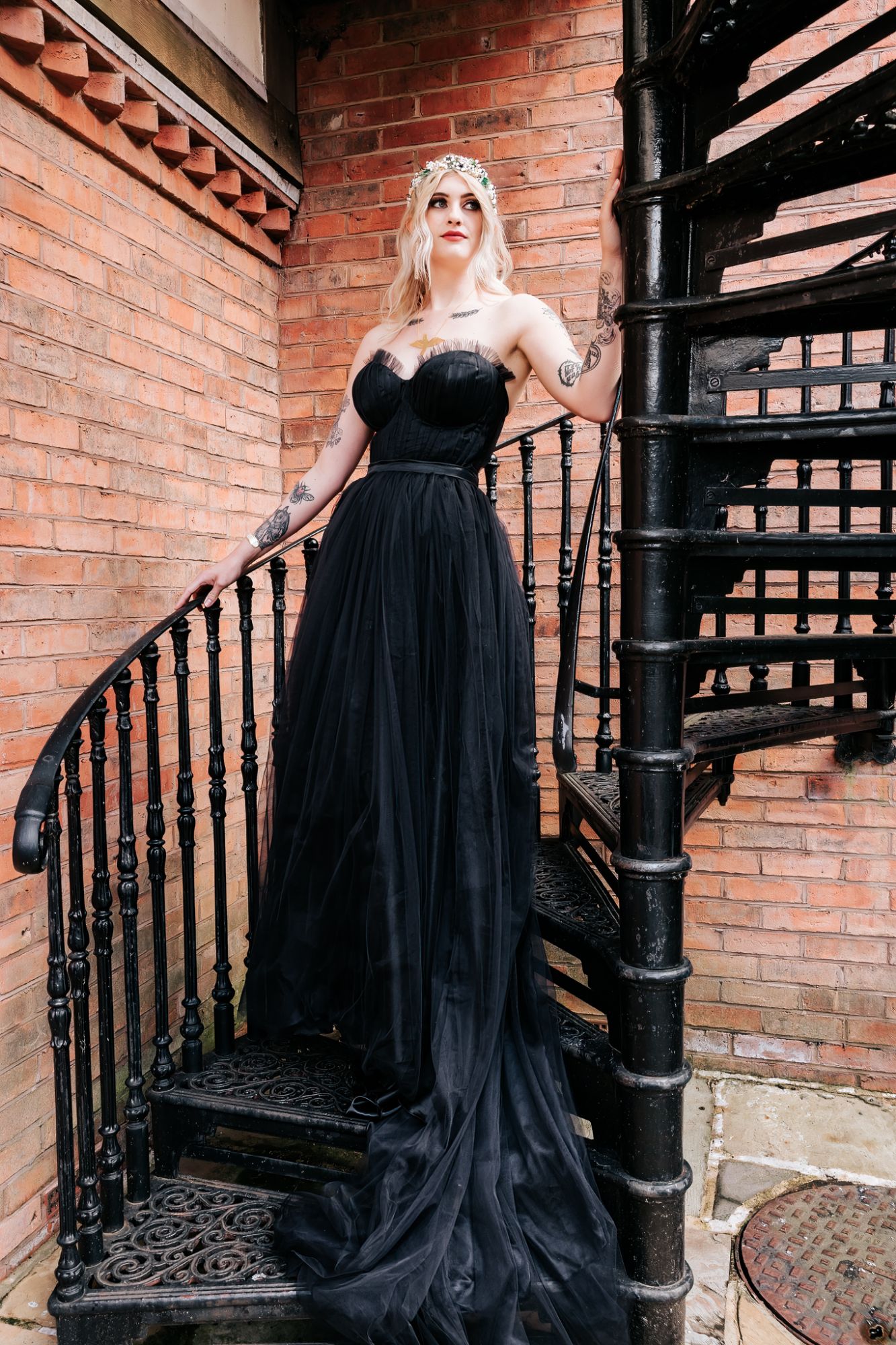 Black corset wedding dress