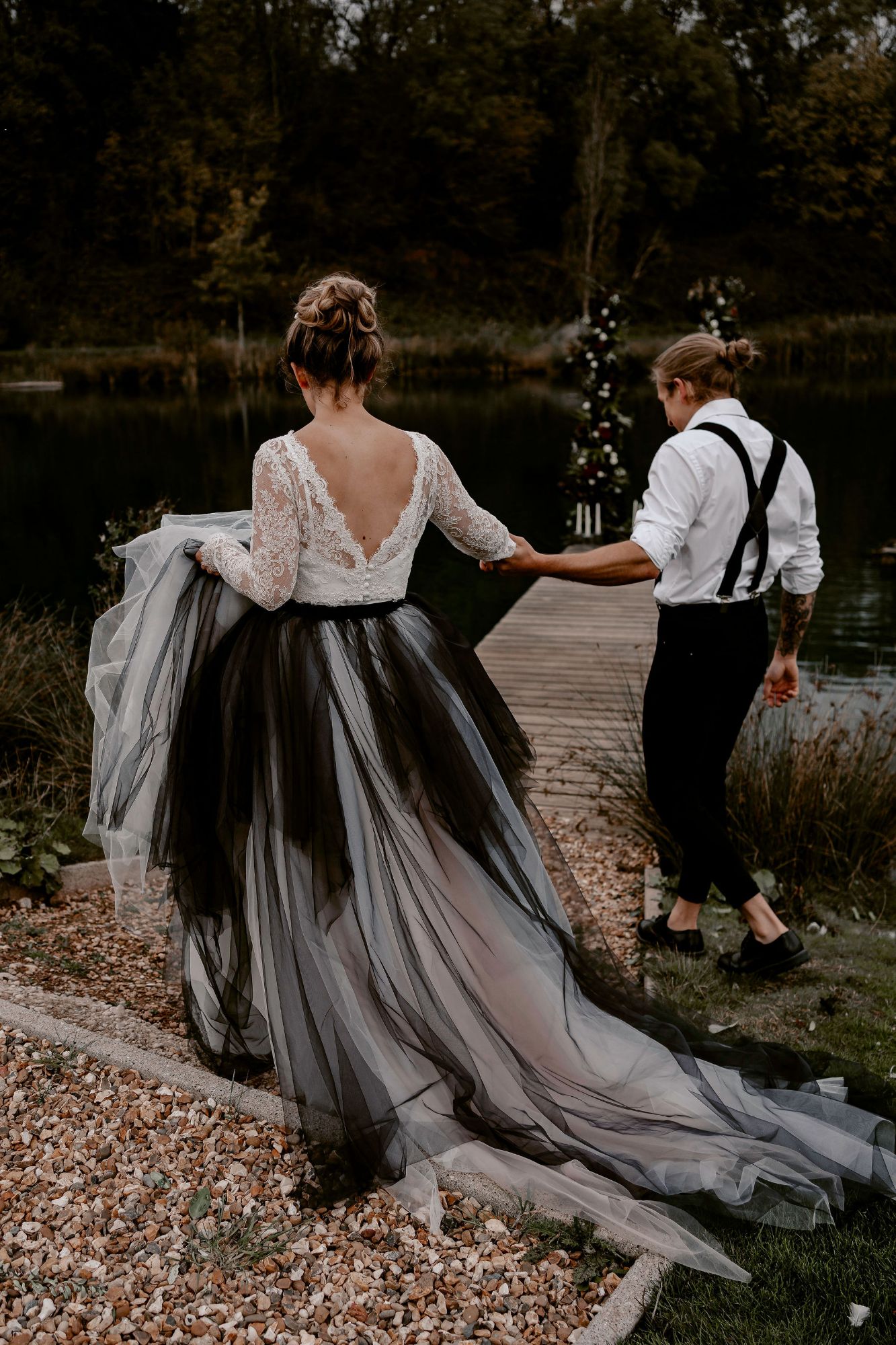 Black tulle alternative wedding dress skirt