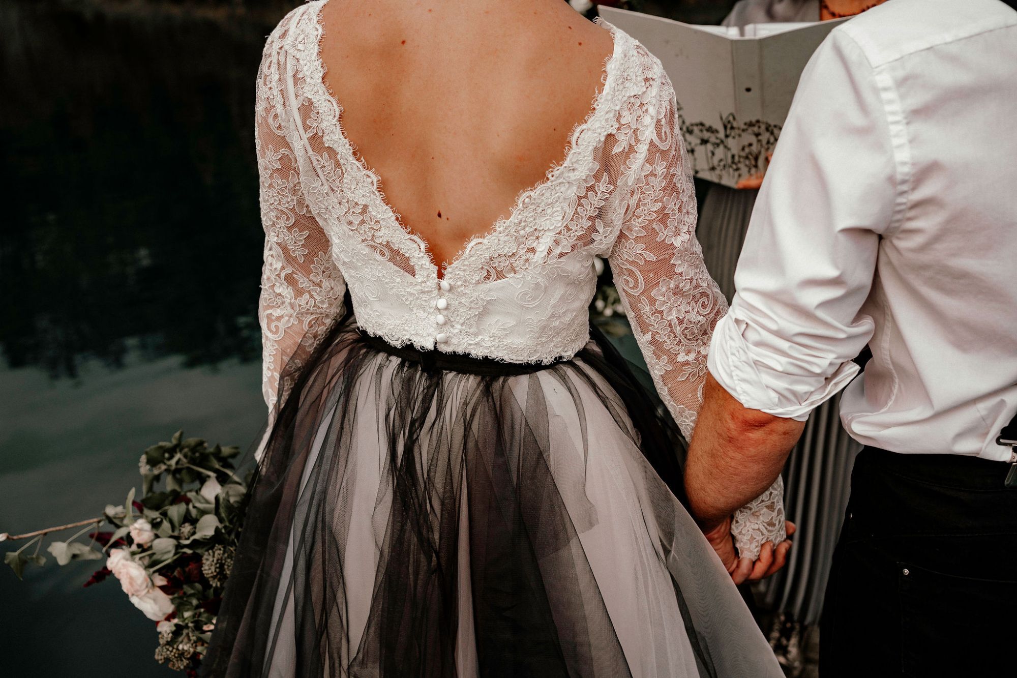 Black tulle alternative wedding dress skirt
