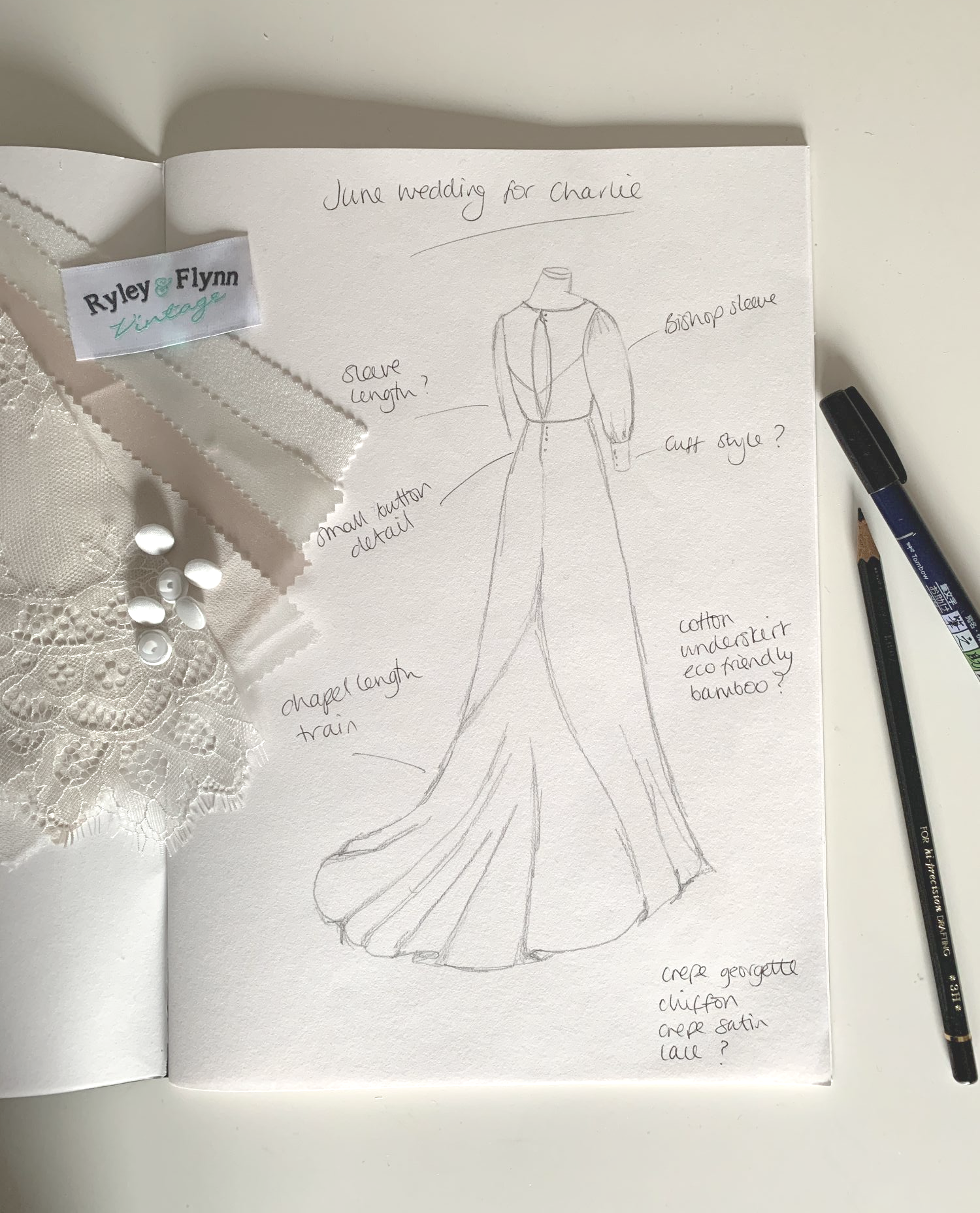 bespoke wedding dress sketch